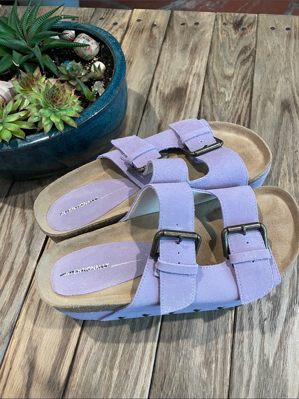 Intentionally Blank Lilac Cooper Platform Slide Sandals w/ Buckle Straps Size 39 - Picture 2 of 8